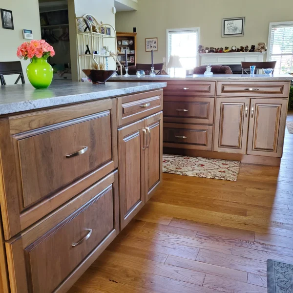 Spring Mills Cherry Kitchen - Side View Facing Lower Cabinets